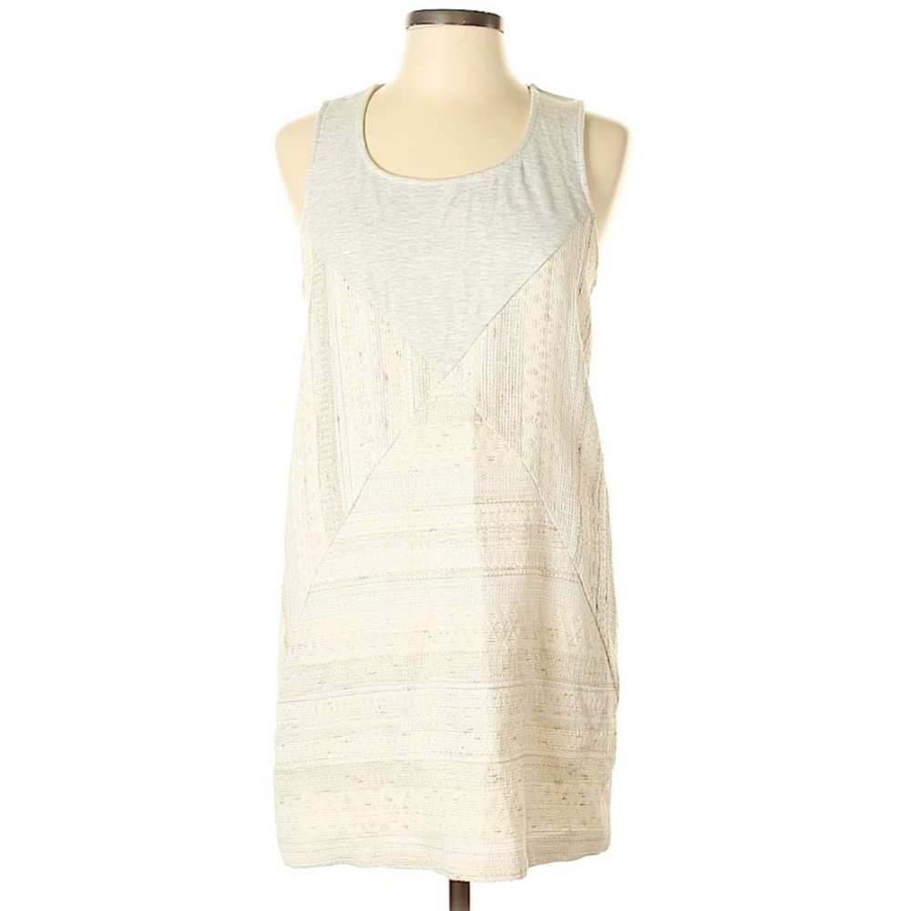 Left Coast by Dolan Grey Ivory Embroidered Dress Tunic Size M